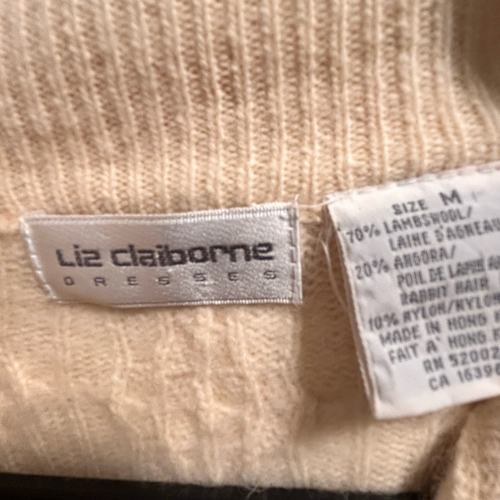 Liz Claiborne Mid Thigh Cream Sweater Cardigan Size M - Picture 2 of 7